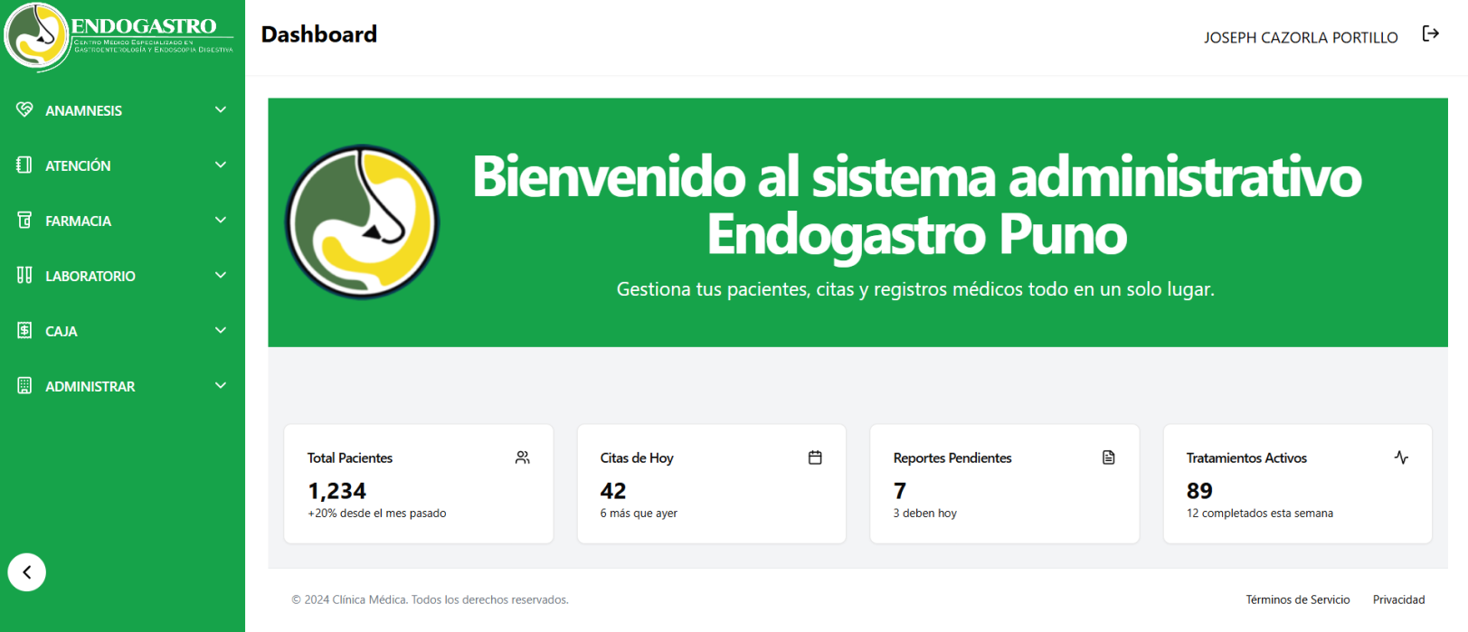 Dashboard y panel de control de un Sistema de Gestión Empresarial (ERP)